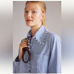 Anthropologie Mememe Embellished Button Down Tunic